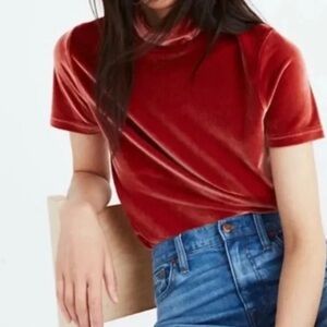 Madewell velvet mock neck top